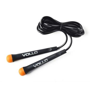 Imagem de Corda de Pular Ajustável VP1075 em PVC Preto e Laranja para Treino com Regulagem de Comprimento Vollo Sports