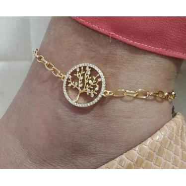 Imagem de Tornozeleira Árvore da Vida com Fecho Boia Banhada em Ouro 18K - Cassi