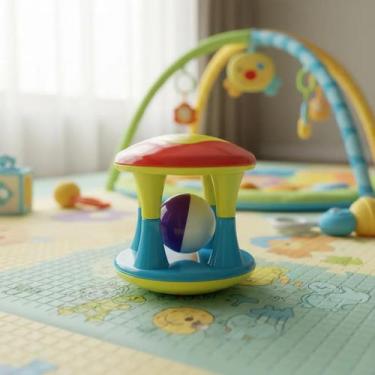 Imagem de Chocalho Torre com Bolinhas Coloridas Brinquedo Sensorial para Bebê Ed