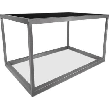 Imagem de Mesa De Centro Goldin Retangular Para Sala Decoração Prata/Preto - Gen