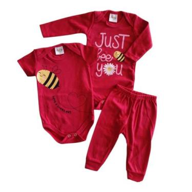 Imagem de Conjunto de 3 peças 2 Body Manga Longa e Curta + Calça Feminino para B