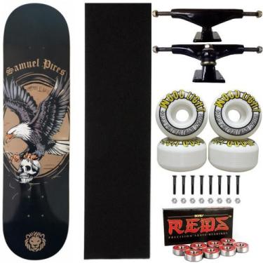 Imagem de Skate Lyons Maple Montado 8.0 Red Bones Roda Wood Light 53mm Cor:Preto