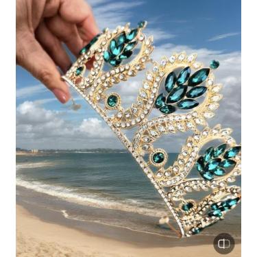 Imagem de Coroa Miss Strass Noivas Verde Luxo - Lua Serena