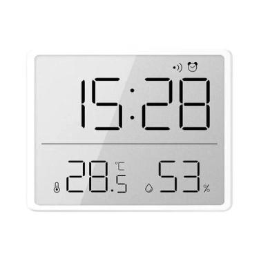 Imagem de Relógio Despertador Digital LCD Ultra Fino Com Termômetro E Higrômetro
