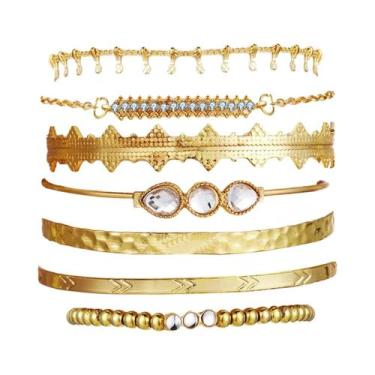 Imagem de Conjunto De Pulseiras De Corrente De Metal Dourado Boêmio Para Mulhere