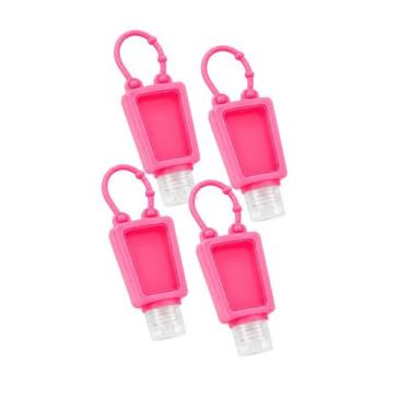 Imagem de Kit 4 Porta Álcool Gel Silicone Reutilizável Premium Cor:Rosa - Escolh