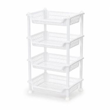 Imagem de Fruteira Organizadora De Chão 4 Andares Estante Multiuso Em Plástico P