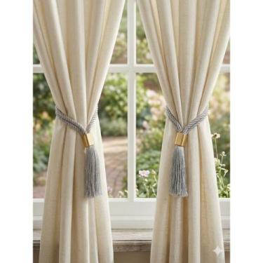 Imagem de Prendedor de cortina kit 2 peças cordão trançado borla decorativa 90cm