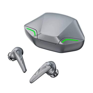 Imagem de Fones de ouvido Bluetooth, sem fio, Bluetooth, estéreo, graves esportivos, fones de ouvido sem fio, Bluetooth 5.0, redução de ruído para trabalho, academia, jogos - cinza