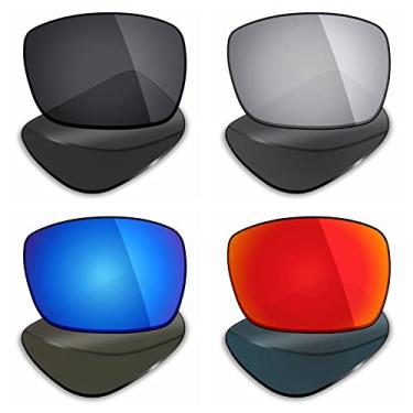 Imagem de 4 pares de lentes polarizadas de substituição Mryok para óculos de sol Von Zip Elmore Stealth preto/vermelho fogo/azul gelo/prata titânio