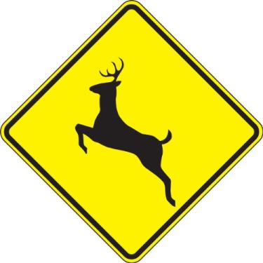 Imagem de Accuform FRW454RA Placa de Trânsito de Alumínio Refletivo de Grau de Engenheiro (MUTCD W11-3), "Deer Crossing", 76 cm de comprimento x 76 cm de largura x 0,2 cm de espessura, preto sobre amarelo