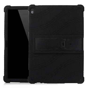 Imagem de CHAJIJIAO Capa ultrafina para tablet Lenovo Tab M10 capa protetora de silicone com suporte invisível capa traseira (cor: preta)