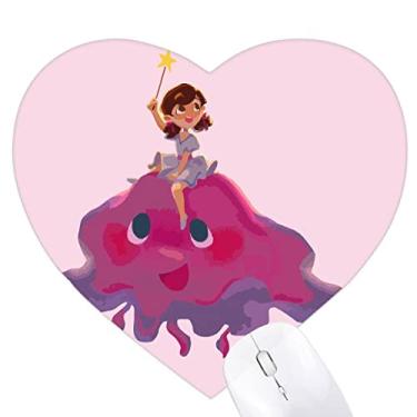 Imagem de Mousepad infantil de água-viva bizarra Mignon coração tapete de borracha para escritório