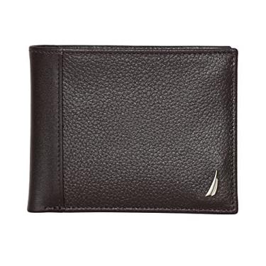 Imagem de Nautica Carteira masculina clássica de couro dobrável RFID (disponível em grãos lisos ou seixos), J-Class - marrom, OSFA