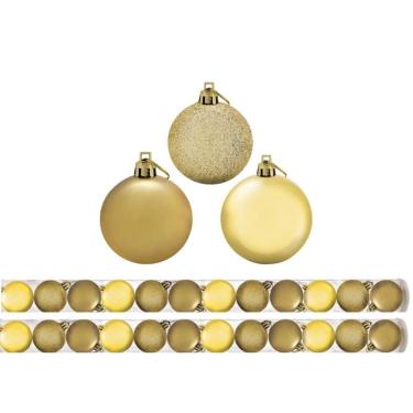 Imagem de Kit c/ 24 Bolas De Natal Mista Dourada 5cm - Magizi