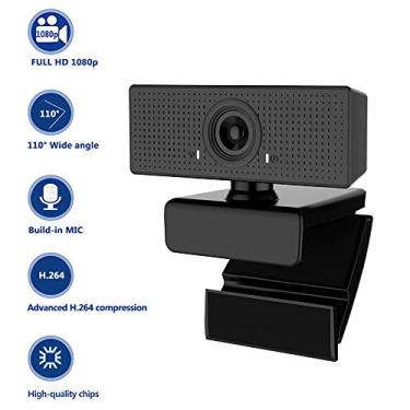 Imagem de Webcam HD 1080P com microfone foco automático câmera de streaming para videochamadas, gravações, conferências, jogos, visualização de 110° computador câmera web