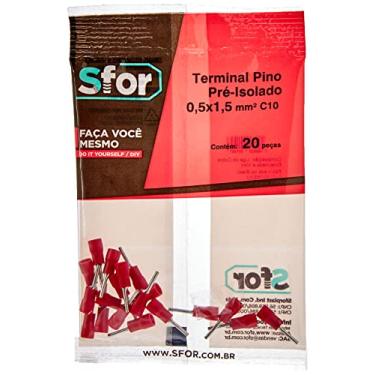 Imagem de Sforplast Terminal Pino Pré-Isolado Vermelho - 0 5X1 5 Mm² C10-20 Peças