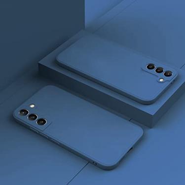 Imagem de Capa de silicone líquido quadrado de luxo para Samsung S22 S21 FE S20 Plus Note 20 Ultra 10 Pro 9 8 S10 Lite S9 S8 Capa macia, azul marinho, para S20