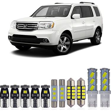 Imagem de Yoper Kit de luz LED para mapa de cúpula interior compatível com placa de licença espelhada Honda Pilot 2009-2015 branco brilhante 6000K