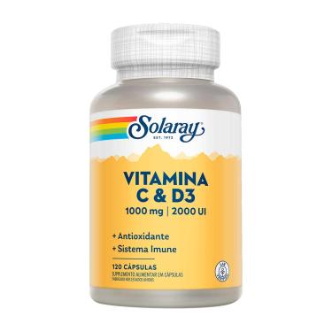 Imagem de Suplemento Alimentar Solaray Vitamina C 1000mg + Vitamina D3 2000UI - 120 Cápsulas Fedco 120 Cápsulas