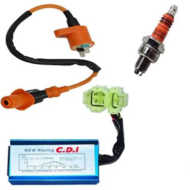 Imagem de Bobina de ignição CDI de 6 pinos redonda de corrida de alto desempenho, 3 plugues de ignição de eletrodo para Scooter Go Kart chinês 50cc 125cc 150cc Gy6