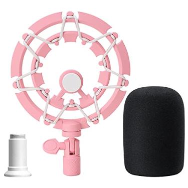 Imagem de Suporte de choque Pink Seiren X e filtro pop – suporte de choque para microfone Razer Seiren X, Seiren V2 X, suporte de microfone com suporte de choque compatível com suporte de braço Razer Seiren X Boom da YOUSHARES