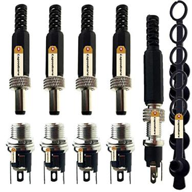 Imagem de 5,5 x 2,5 mm DC plugue de alimentação fêmea conector de montagem em painel e kit de conector de tomada de alimentação macho DC com tampa à prova d'água, Lsgoodcare