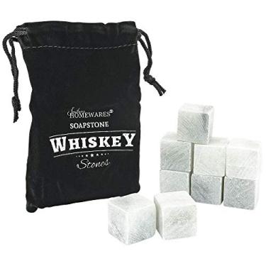 Imagem de Pedras de uísque Soapstone – Conjunto de 9 refrigeradores de bebidas Chilling Rocks com bolsa de armazenamento, perfeito para uísque e vinho