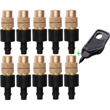 Imagem de Mini Skater Conjunto de 10 Novo Cobre Ajustável Spray bocal Spray Atomização Efeito Capilar Cobre Tomada 47 Fábrica Ajustável Irrigação Drippers Sprinklers Emitter Drip System on 1/4" Barb
