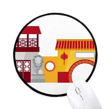 Imagem de Tapete de mouse padrão chinês arquitetura da China para mesa escritório tapete redondo para computador