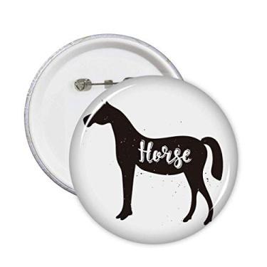 Imagem de Emblema de cavalo preto e branco animal pinos emblema botão decoração acessório 5 peças