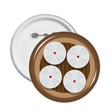 Imagem de Prato China Pães Cozidos no Vapor Alfinetes Padrão de Alimentos Emblema Botão Decoração Acessório 5pcs