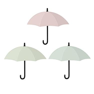 Imagem de KIZQYN Ganchos de casaco 3 pçs/conjunto gancho de guarda-chuva sem perfuração gancho autoadesivo porta de parede cabide de roupas gancho de detritos chave banheiro cozinha rack pegajoso rack de casaco montado na parede (cor: 1)