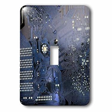 Imagem de 3dRose lsp_161560_1 Blue Computer Chip Macro Fotografia Microchip Placa-Mãe Circuitos Eletrônicos Tecnologia Geek Nerd Interruptor de Alternância Único