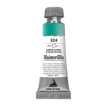 Imagem de MAIMERI BLU Tinta Aquarela Profissional Bisnaga 12ml, Verde Cubro Escuro