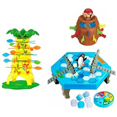 Imagem de M5 Armarinhos - Kit de Jogos: Quebra Gelo Pinguim + Pula Pirata Barril + Cada Macaco no Seu Galho - Linha Premium M5 Armarinhos - 3 anos em diante