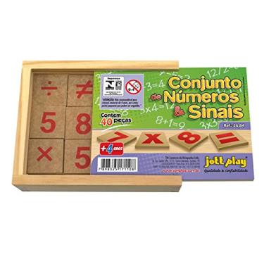 Imagem de Conjunto De Números E Sinais Com 40 Peças Em M.D.F Cx. Madeira