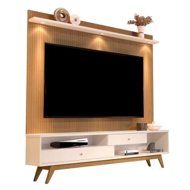 Imagem de Estante Home para Tv até 75 Polegadas 2 Gavetas Ripado com LED 5232 Elmo 180cm