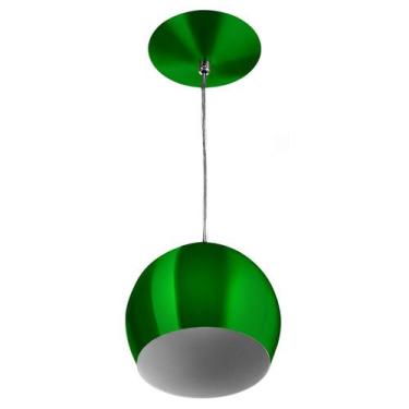 Imagem de Lustre Pendente Bola Pequena Alumínio 15cm Verde Metalico - Marryluz