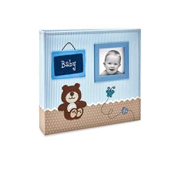 Imagem de Álbum de Fotos Bebê Tecido Azul - 200 Fotos 10x15 cm - 24,5x23 cm