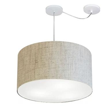 Imagem de Lustre Pendente com Desvio de Centro Cúpula Tecido 45x30 cm, Vivare Iluminação, Pendente4235 RST, Rustico Bege, Médio