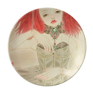 Imagem de Boneca de fantoche estilo chinês placa de aquarela decorativa de porcelana salver talheres, prato de jantar