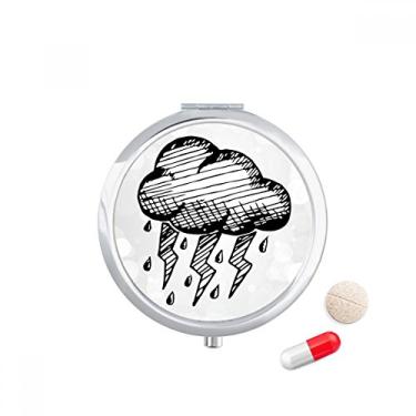 Imagem de Estojo de comprimidos pintado à mão nublado, caixa de armazenamento de medicamentos, dispensador de recipiente