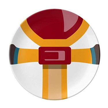 Imagem de Prato de cetro Egito Vermelho Amarelo Azul Decorativo Porcelana Salver Prato de Jantar