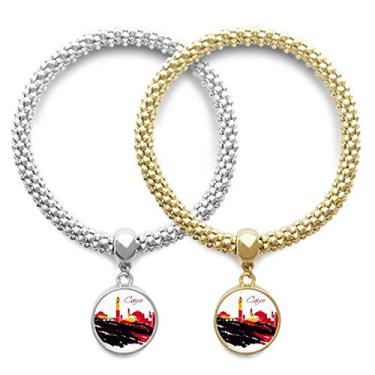 Imagem de DIYthinker Padrão Egito Morden City Padrão Muçulmano Lover Casal Pulseira Pingente Joias Corrente