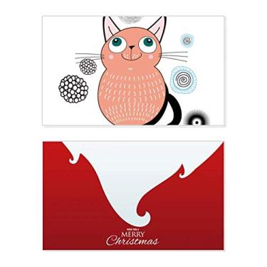 Imagem de Smile Animal Pink Cat Holiday Merry Christmas Cartões de parabéns Mensagem de Natal