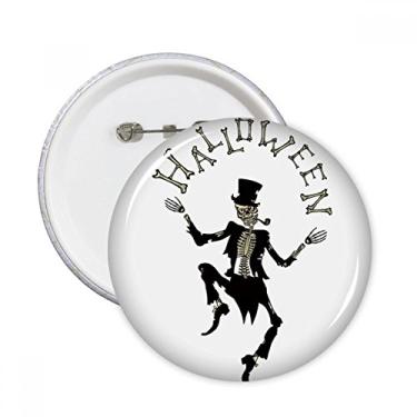 Imagem de Emblema de Halloween Ghost Fear Skull Broches Redondos Decoração de Roupas Presente 5 peças