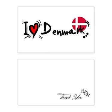 Imagem de I Love Denmark Bandeira da Palavra Love Heart Ilustration Cartão de agradecimento Papel Aniversário Saudações Casamento Apreciação