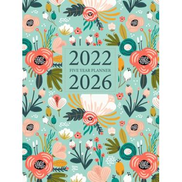 Imagem de 2022-2026 Five Year Planner: Mint Doodle Flower Cover | Hard Cover 60 Months Calendar, 5 Year Appointment Calendar, Business Planners, Agenda Schedule Organizer Logbook and Journal