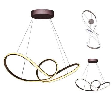 Imagem de Lustre Pendente Aneis Infinito Arco 3 em 1 Led 49W Luminaria Ambiente Sala de Estar Qua...